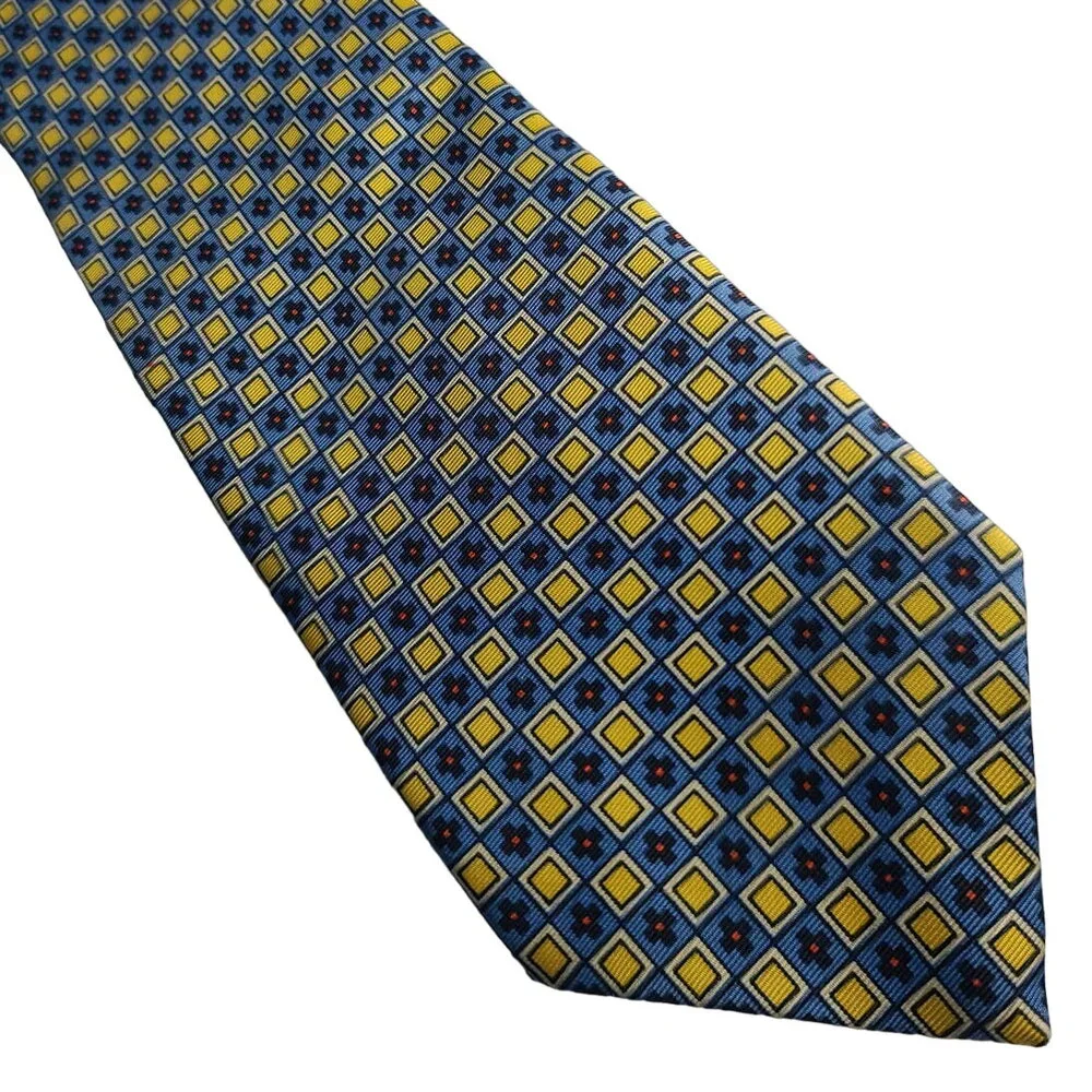 Kuppenheimer blue yellow checkerboard silk tie - 57